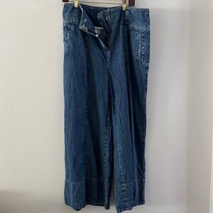 eShakti Denim Flare Wide-Leg Jeans